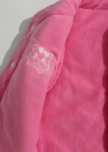 Düğmeli Pembe Nakışlı Çift Taraflı Kız Yelek 3 Yaş - Görsel 7