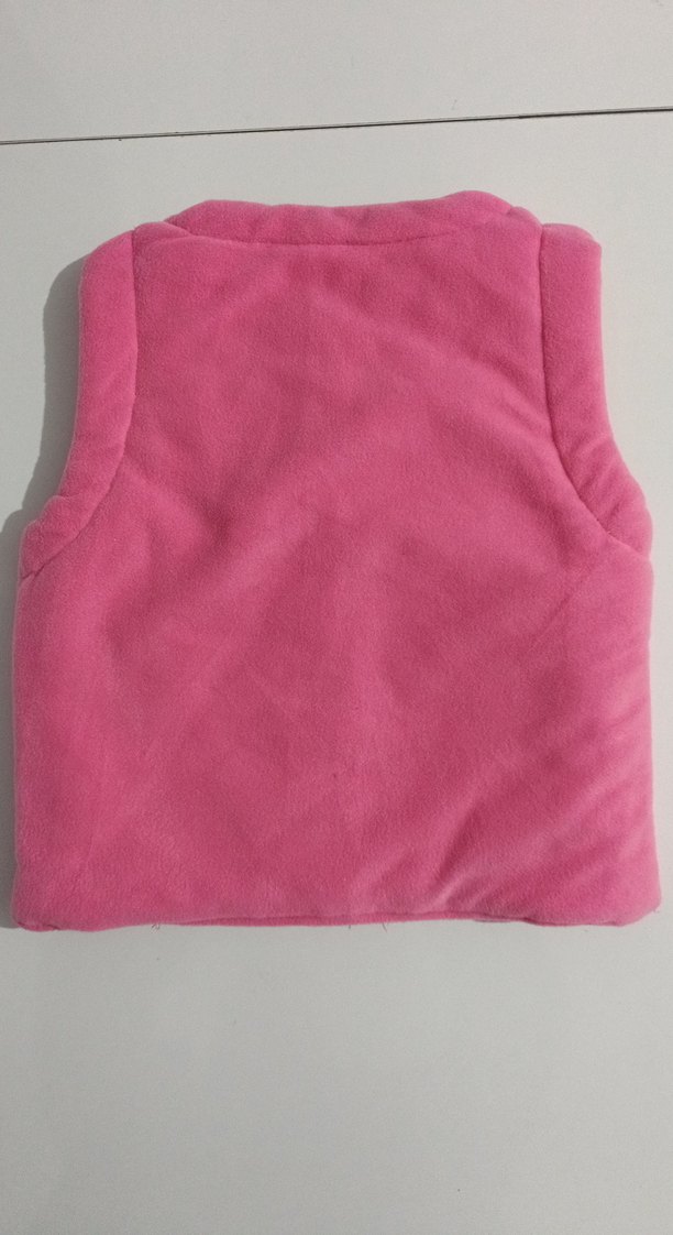 Düğmeli Pembe Nakışlı Çift Taraflı Kız Yelek 3 Yaş - Görsel 2