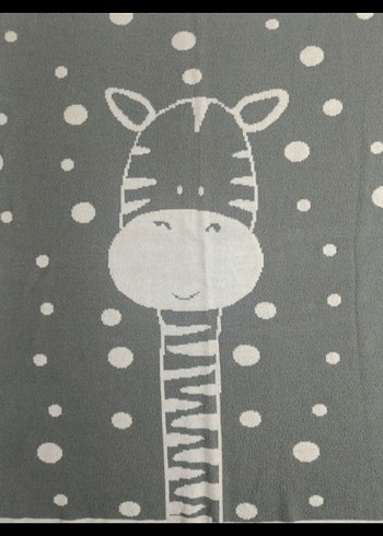 Little Plane Zürafa Desen Triko Çocuk Battaniye Gri 80 X 90 Cm - Görsel 3