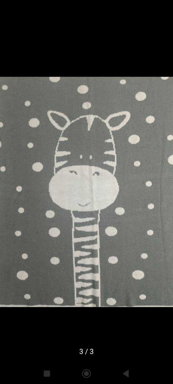 Little Plane Zürafa Desen Triko Çocuk Battaniye Gri 80 X 90 Cm - Görsel 3
