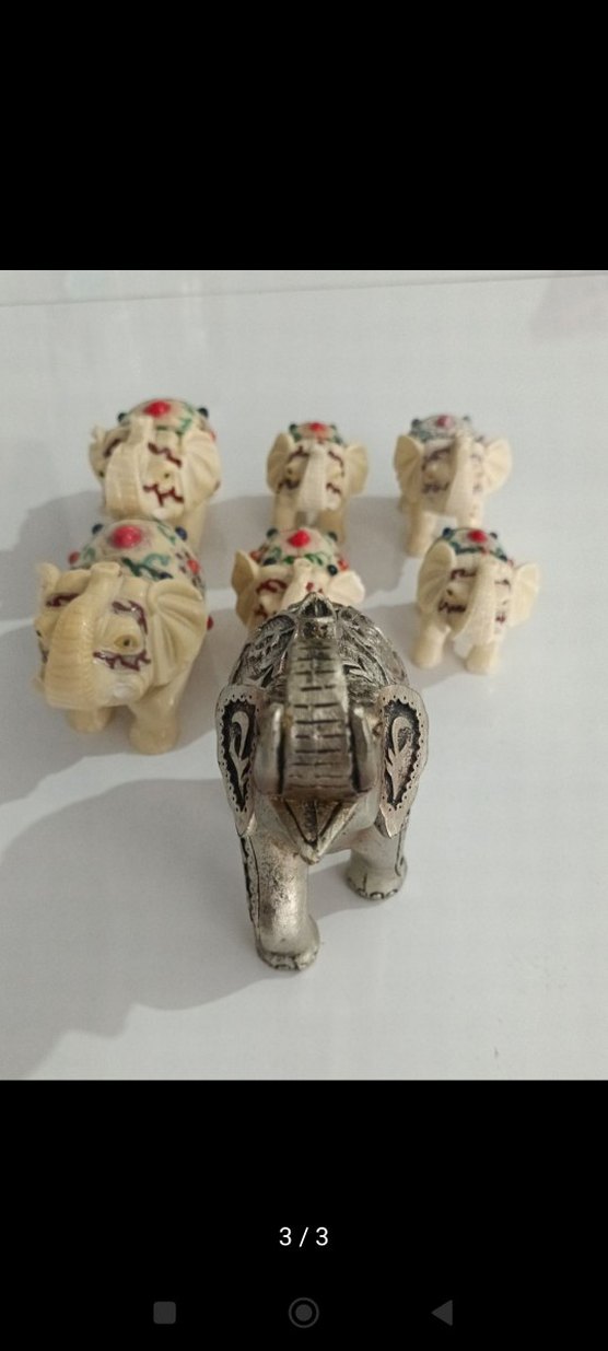 7 Parça Çiçek Desenli Fil Biblo Seti - Görsel 3