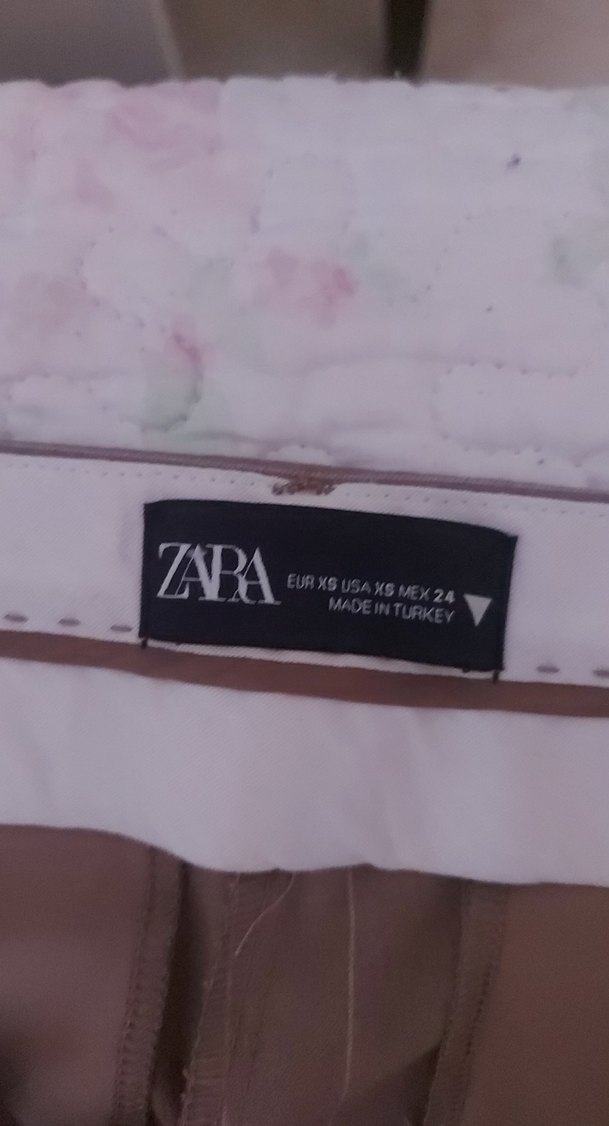 Bej çizgili bol kesim Kadın Kumaş Pantolon - Görsel 3