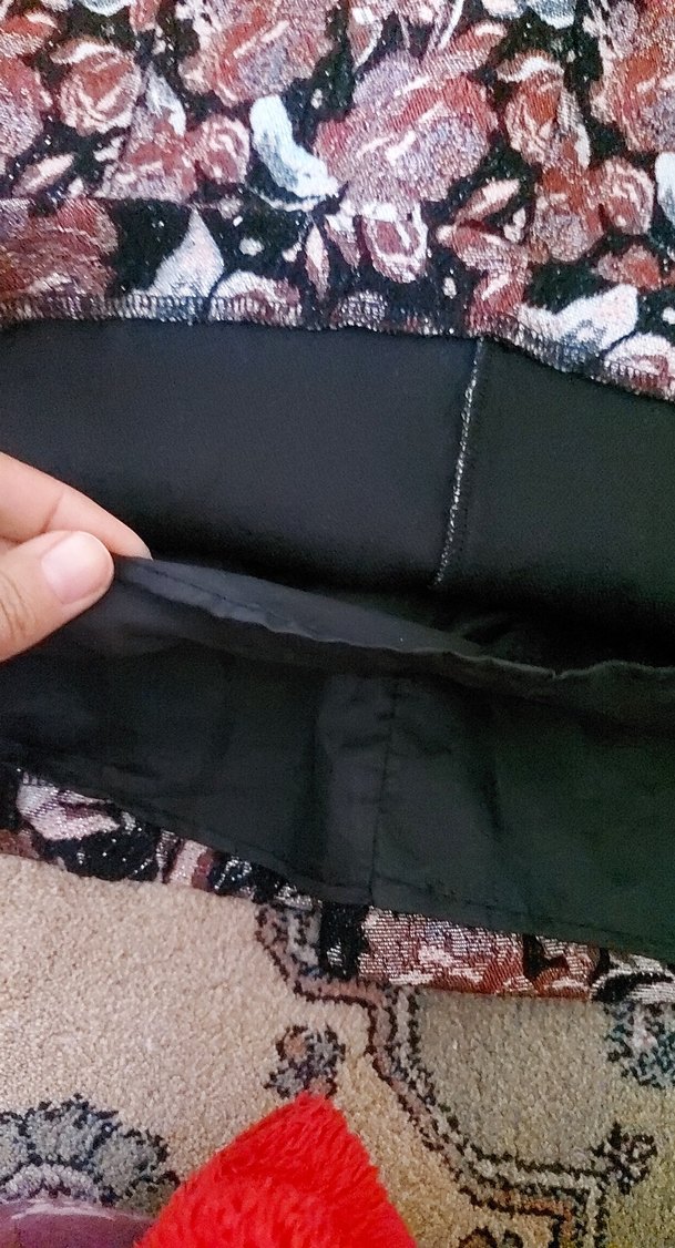 V Yaka Kahverengi Desenli Uzun Bohem Elbise - Görsel 3