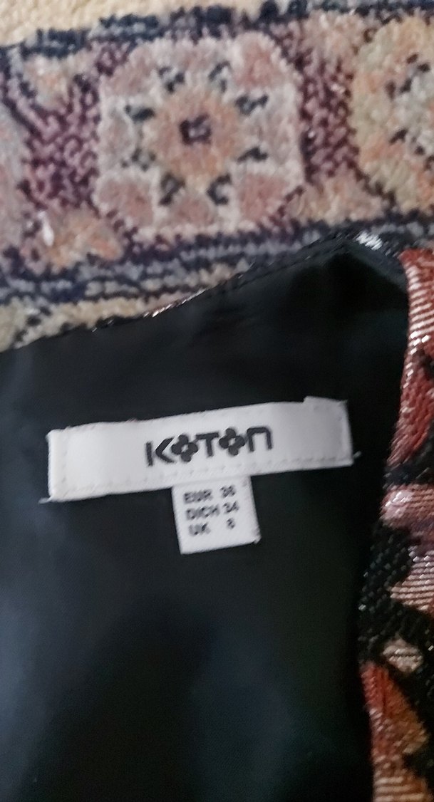 V Yaka Kahverengi Desenli Uzun Bohem Elbise - Görsel 2