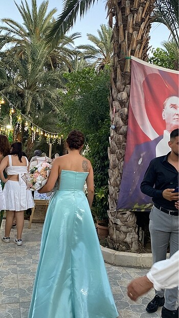 38 Beden turkuaz Renk Abiye