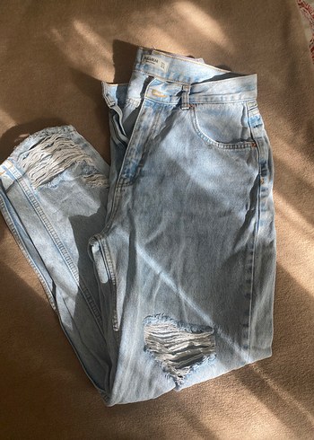 Rahat Kesim Kadın Denim Pantolon Pull And Bear - Görsel 4