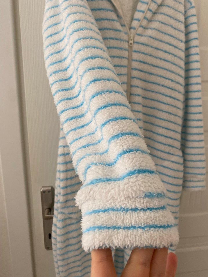 Mavi Çizgili Rahat tulum Pijama - Görsel 3