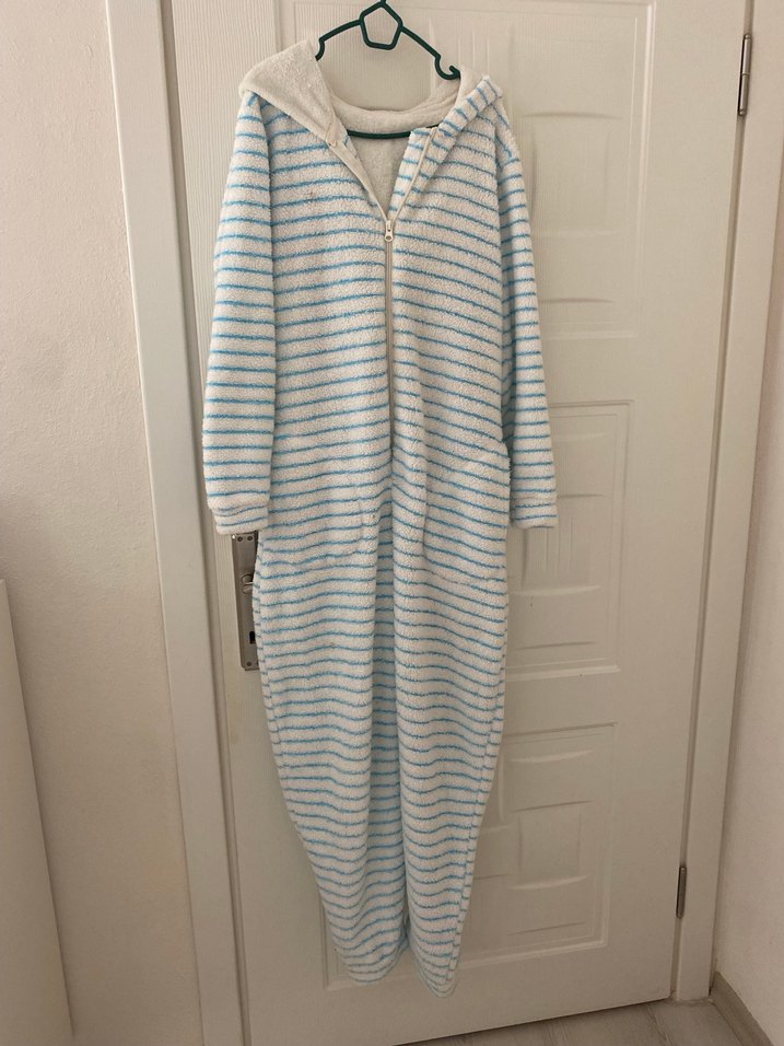 Mavi Çizgili Rahat tulum Pijama - Görsel 2