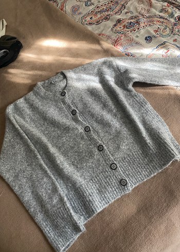 Düğmeli Gri Kadın Hırka Addax - Görsel 2