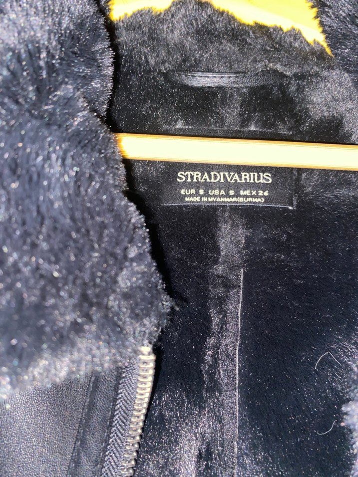 Siyah Kürklü Deri Biker Ceket Stradivarius - Görsel 4