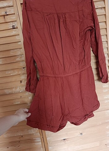 36 Beden bordo Renk Uzun kol düğmeli tulum #tulum #şortlutulum #H&M