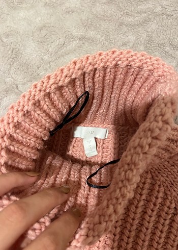 H&M Pembe Boğazlı Örgü Kadın Kazak