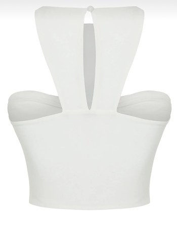 Beyaz Kemer Detaylı Straplez Mini Büstiyer - Görsel 2