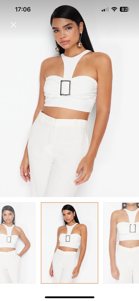 Beyaz Kemer Detaylı Straplez Mini Büstiyer - Görsel 5