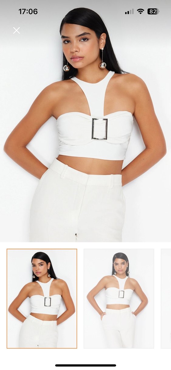 Beyaz Kemer Detaylı Straplez Mini Büstiyer - Görsel 3