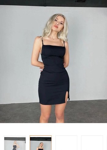 Holly Lolly Siyah Mini İnce Askılı Elbise