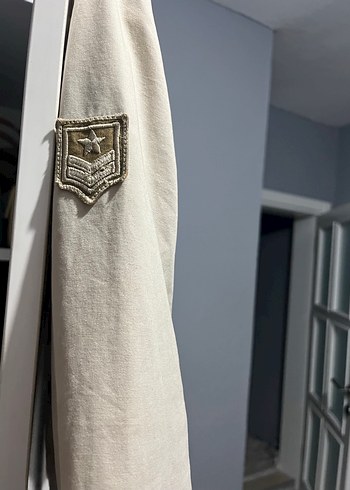 Krem renkli armalı kadın ceket - Görsel 2