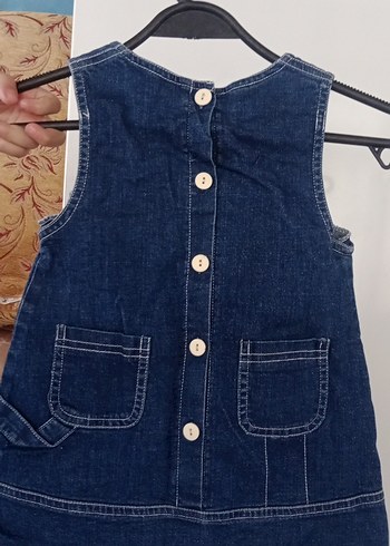 24-36 Ay Beden mavi Renk Kız Çocuk Lacivert Denim Tulum