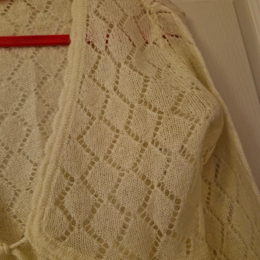 Nakışlı krem renkli Bohem Örgü Hırka - Görsel 3