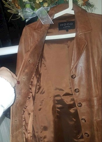 Düğmeli Uzun  Deri Kadın Kaban - Görsel 6