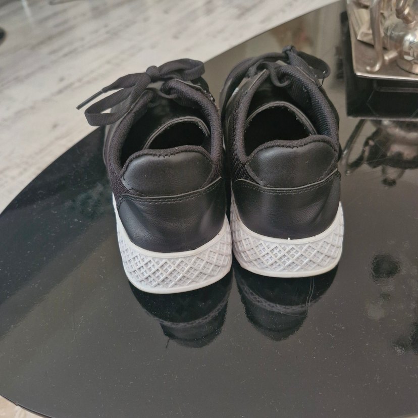 siyah beyaz tabai Minimalist Kadın Spor Ayakkabı - Görsel 4