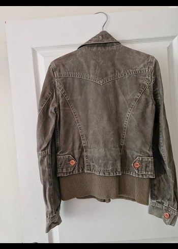 Düğmeli taslanmis haki i Kot Ceket - Görsel 3