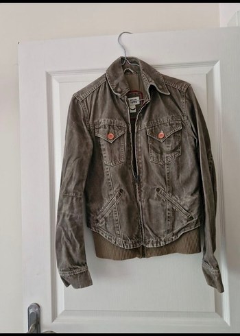 Düğmeli taslanmis haki i Kot Ceket - Görsel 2