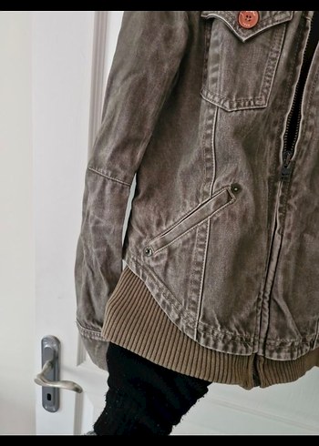 Düğmeli taslanmis haki i Kot Ceket - Görsel 6