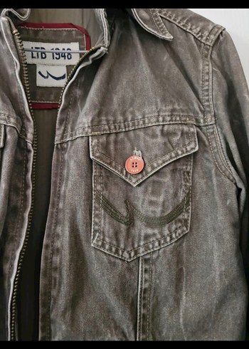 Düğmeli taslanmis haki i Kot Ceket - Görsel 7