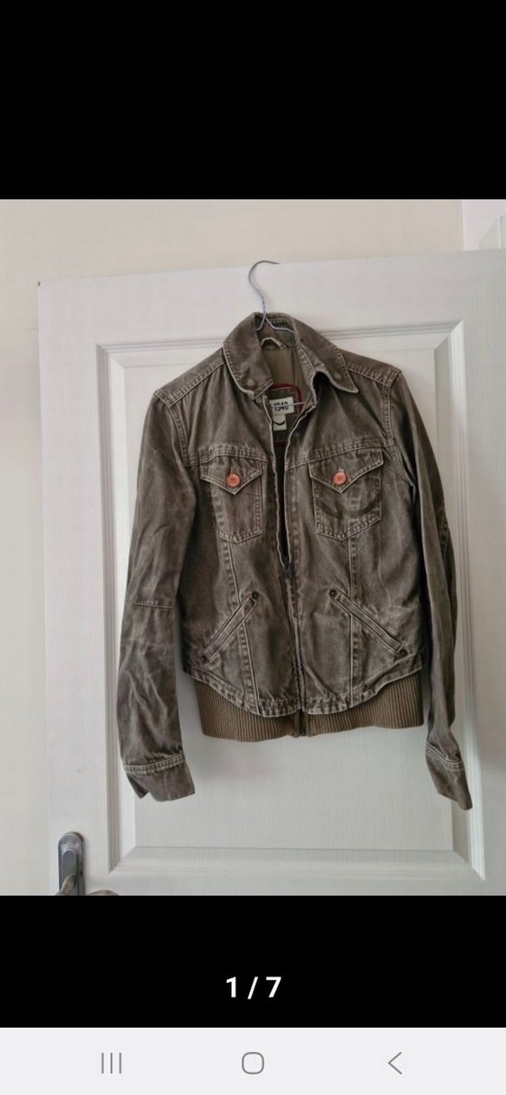 Düğmeli taslanmis haki i Kot Ceket - Görsel 2