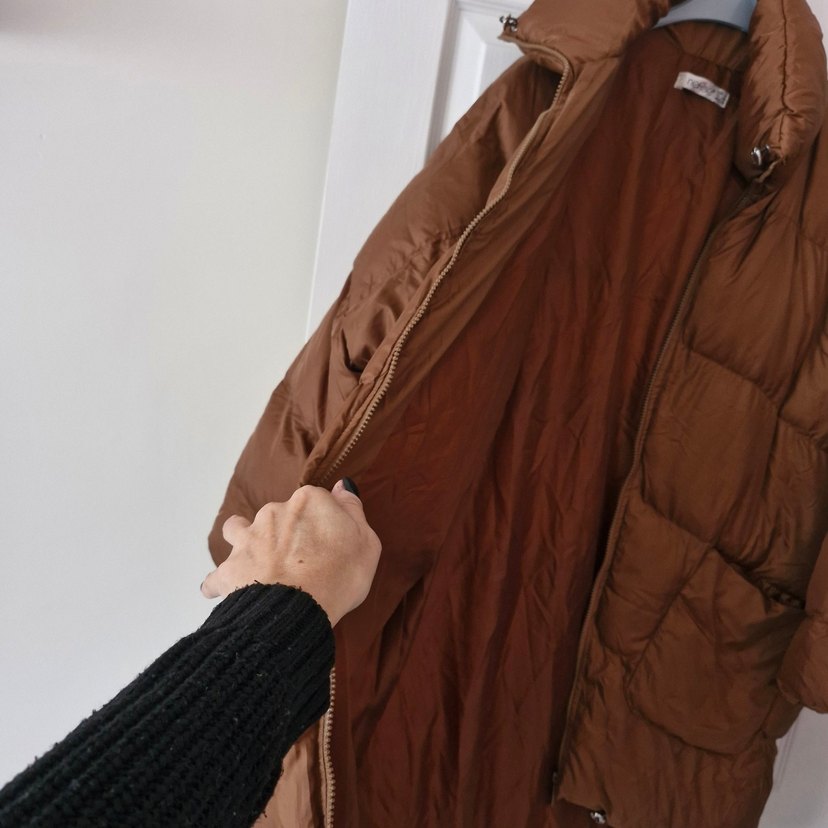 Düğmeli Kahverengi Kadın Kışlık Ceket - Görsel 4