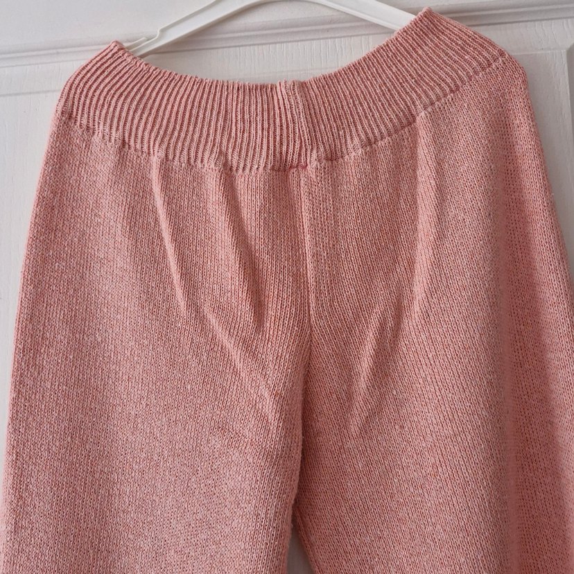 Pembe Triko Rahat Kesim Kadın Pantolon - Görsel 2