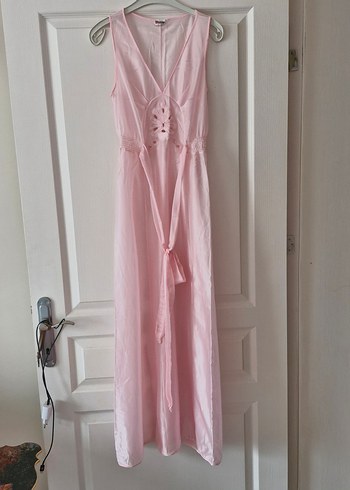 Pembe Uzun Askılı Bohem Kadın Gecelik - Görsel 3