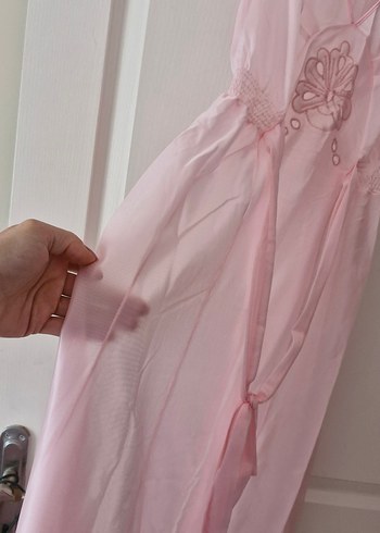 Pembe Uzun Askılı Bohem Kadın Gecelik - Görsel 5