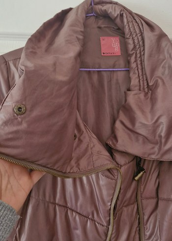 Fermuarlı Kahverengi i Kadın palto - Görsel 6