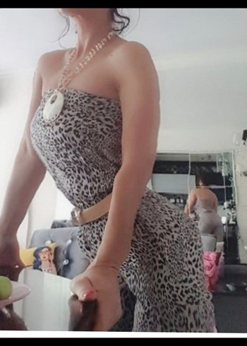 Leopar Desenli Straplez Uzun tulum - Görsel 10