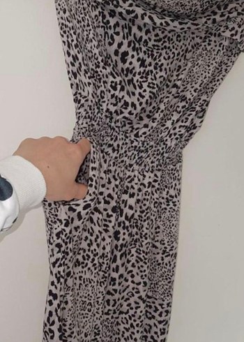 Leopar Desenli Straplez Uzun tulum - Görsel 4