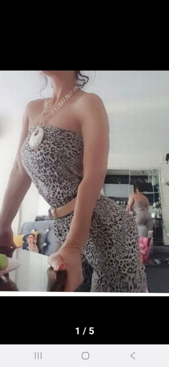 Leopar Desenli Straplez Uzun tulum - Görsel 3