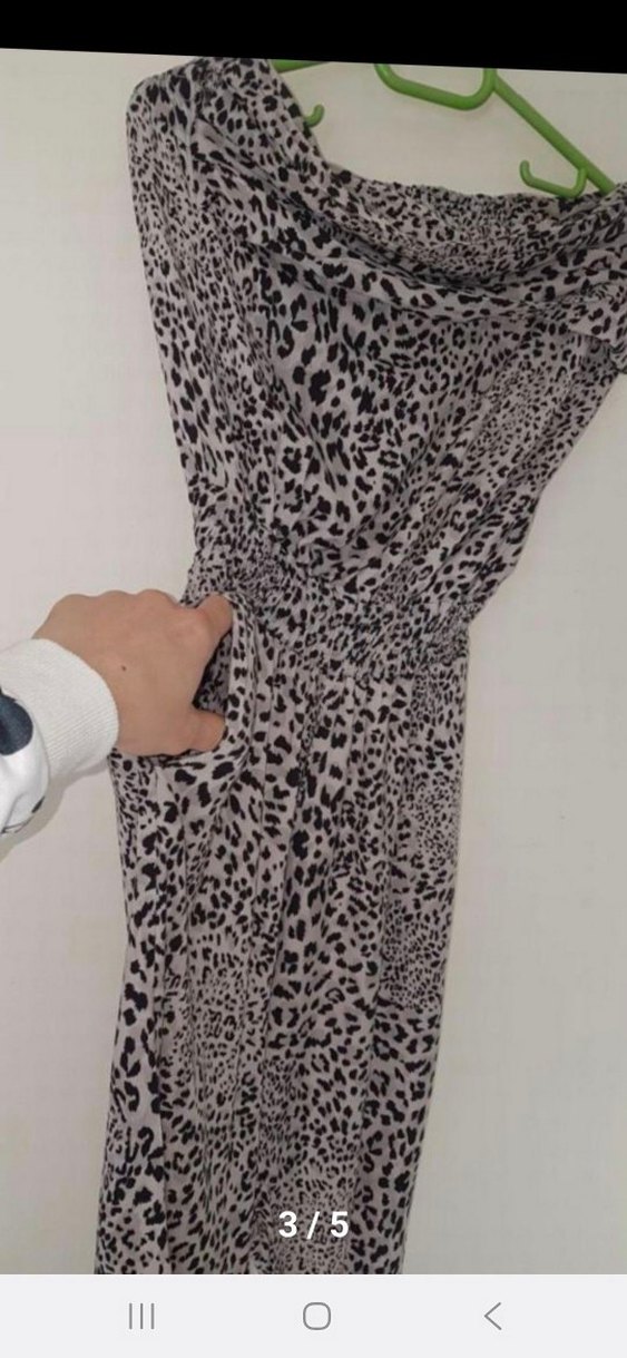 Leopar Desenli Straplez Uzun tulum - Görsel 4