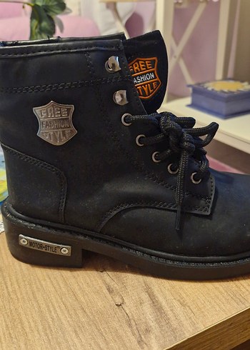 Siyah Deri Biker Botlar Yüksek Topuklu - Görsel 2