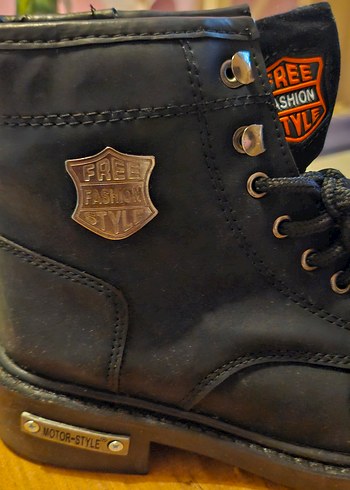 Siyah Deri Biker Botlar Yüksek Topuklu - Görsel 5