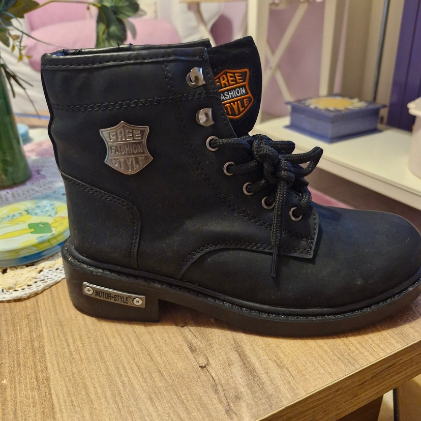 Siyah Deri Biker Botlar Yüksek Topuklu - Görsel 2