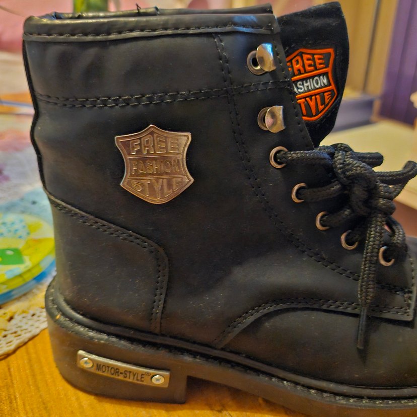 siyahi Deri Biker Botlar Tokalı - Görsel 2