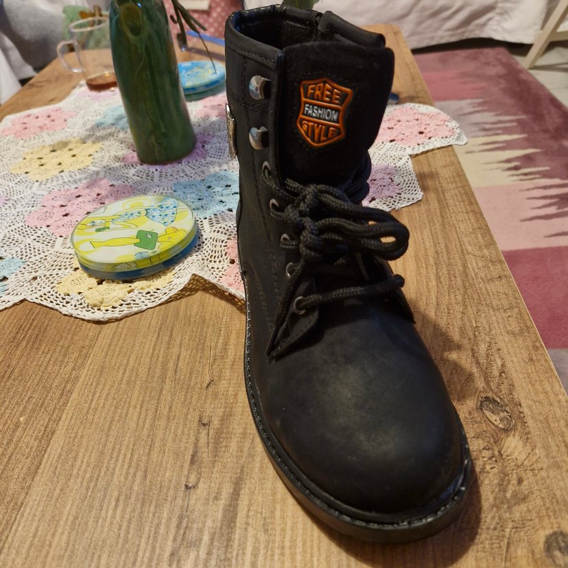 siyahi Deri Biker Botlar Tokalı - Görsel 3