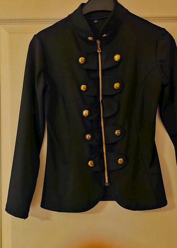 Siyah Düğmeli Kısa Kadın Blazer Ceket - Görsel 2