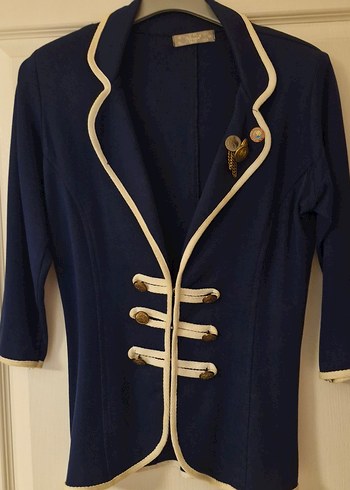 Düğmeli Lacivert Kadın Blazer Ceket - Görsel 3