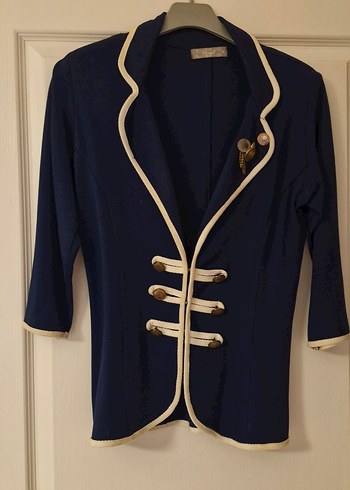 Düğmeli Lacivert Kadın Blazer Ceket - Görsel 2