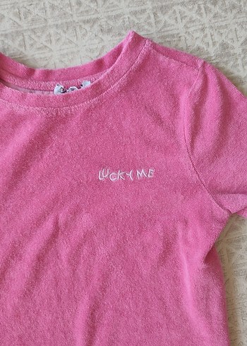 Diğer Pembe Kısa Kollu Crop T-shirt