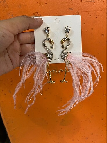Tasarım flamingo küpe
