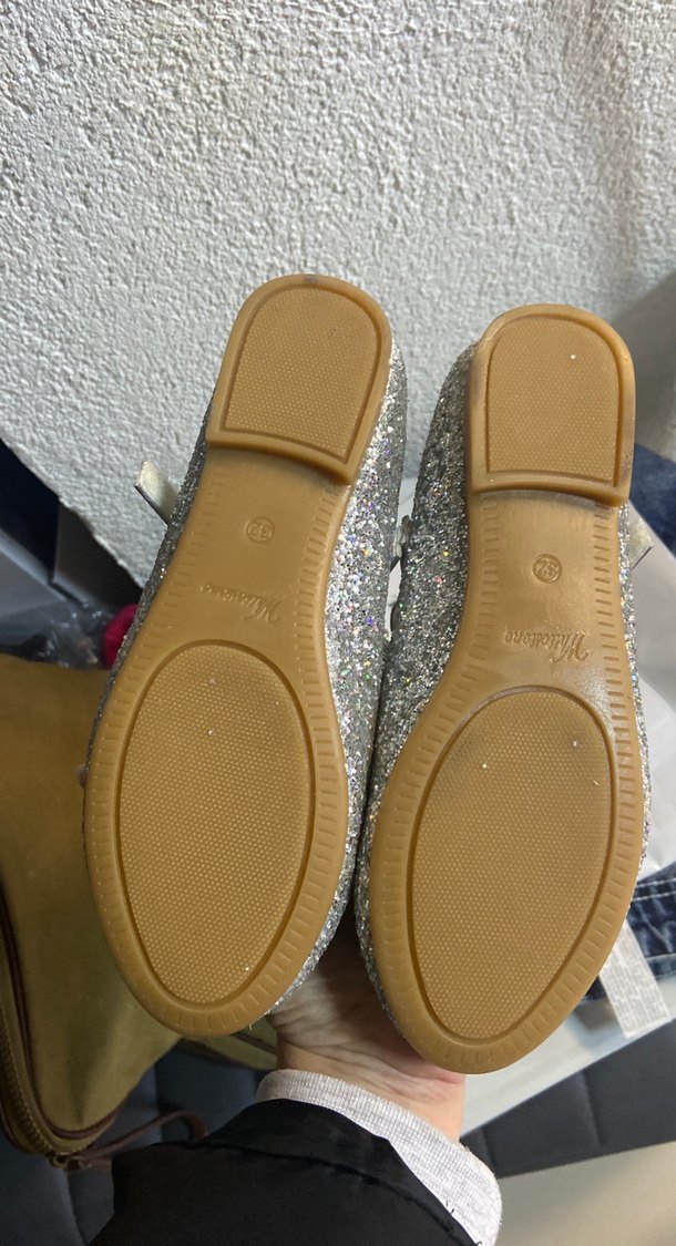 Gri Simli Kız Babet Ayakkabı - Görsel 2